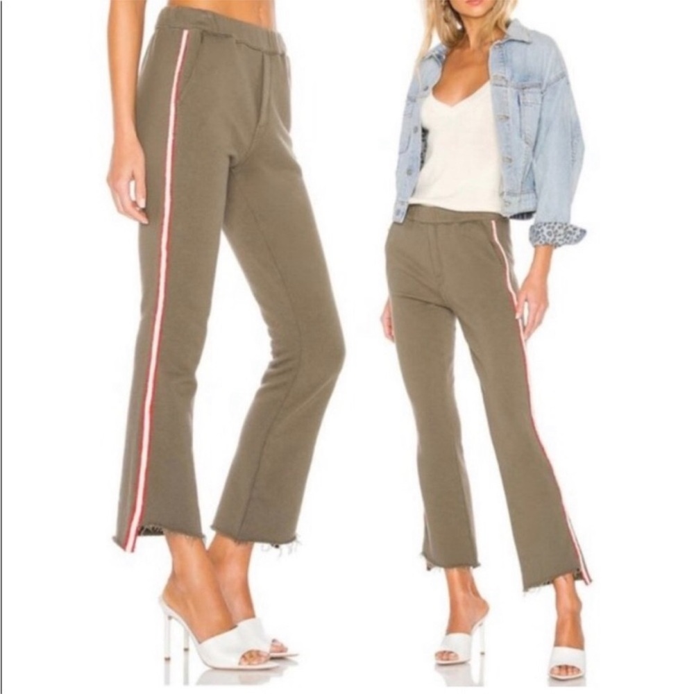 MOTHER Olive Green with Tuxedo Stripe Athleisure Pants